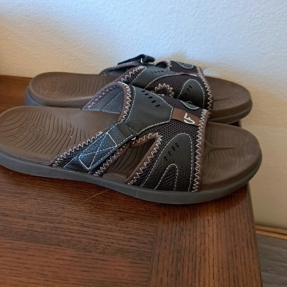 COFACE Mens Sport Slide Sandals Brown Adjustable Strap Comfort US 13 EU 47